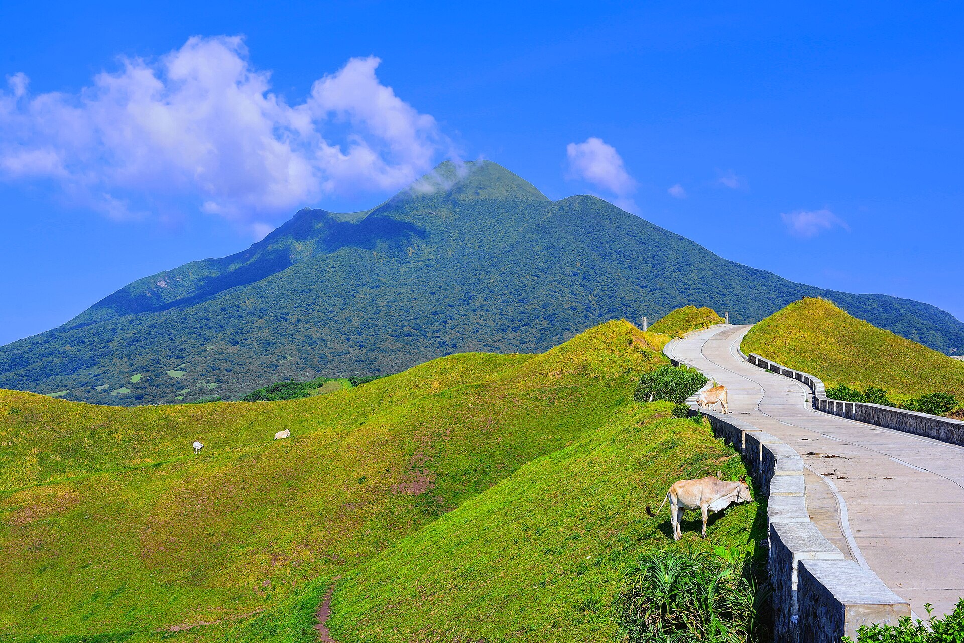 The Vayang rolling hills running toward Mount Iraya